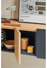 Comodă gri antracit-natural joasă cu aspect de lemn de stejar 110x23 cm Otto – Teulat