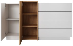 Comodă Three 2D4S (Stejar craft auriu + Alb). 1071393