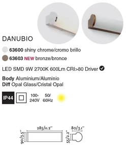 Aplica LED pentru oglinda baie moderna IP44 DANUBIO 9W 63603