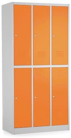Dulap metalic - 6 cutii, 90 x 45 x 185 cm, incuietoare cu cilindru, portocaliu - ral 2004