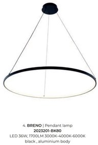 Lustra LED moderna design circular BRENO negru 80cm