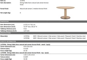 Masa rounda design LUX Astro 132cm, Natural oak