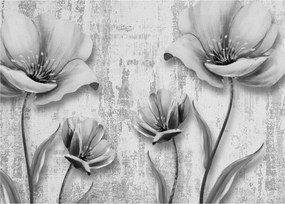 Tablou - Flori alb-negru pe fundal (70x50 cm)
