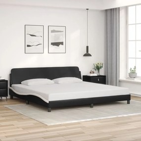 373263 vidaXL Cadru de pat cu tăblie negru și alb 200x200cm piele artificială