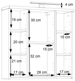 Dulap de baie suspendat cu oglindă VENOM, antracit/maro