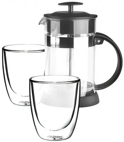 Set infusor 800 ml si 2 pahare Altom Andrea, sticla borosilicata, 300 ml