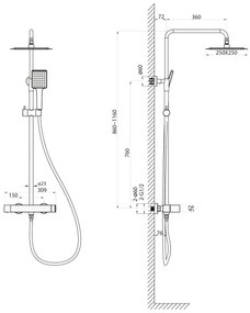 Sapho - Set de duș CUBEMIX cu baterie, auriu mat