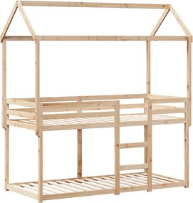 vidaXL Pat supraetajat fără saltea, 90x200 cm, lemn masiv de pin