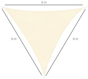 Outsunny Cort Parasolar Triunghiular Anti UV, Design Velă, Ideal pentru Terasă, Crem, 6x6x6m | Aosom Romania