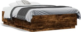 vidaXL Cadru de pat, stejar afumat, 120x190 cm, lemn prelucrat