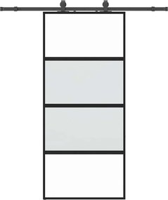 vidaXL Ușă glisantă cu set feronerie neagră 90x205cm sticlă securizată