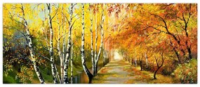 Tablou - Alee romantică de-a lungul apei, pictură în ulei (120x50 cm)