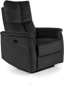 Fotoliu recliner NEPTUN M, negru, stofa catifelata/metal, functie de m