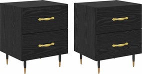 vidaXL Dulap de noapte cu sertar 2 pcs Stejar Negru 40 x 35 x 47,5 cm