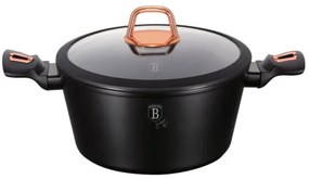 Oală marmorată cu capac 24 cm, 4.5 L Berlinger Haus BH 1642N, Black Rose, antiaderentă, capac sticlă