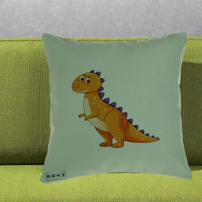 Perna Decorativa T-Rex Portocaliu, 40x40 cm, Verde, Husa Detasabila, Perna Inclusa, BEKZ®