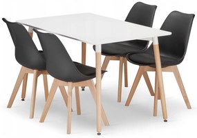 Set de dining 1 + 4, masa ADRIA 120x80cm alb + scaune BALI MARK negru