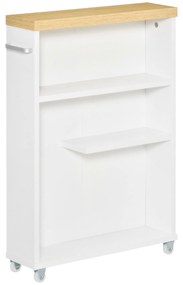 kleankin Dulapior Mobil pentru baie economisire spatiu cu 4 roti raft,manere laterale, 50x13x67.5cm