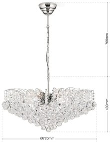 Candelabru cristal Asfour design lux KRISTALL KLASSISCH 10L chrome plated/clear