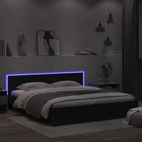 3207589 vidaXL Cadru de pat cu tăblie și LED, negru, 180x200 cm
