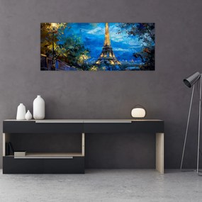 Tablou - Pictură în ulei a Turnului Eiffel (120x50 cm)