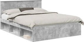 vidaXL Cadru de pat Gri Concret 150 x 200 cm Lemn de pin masiv