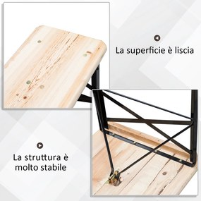 Outsunny Set de Bere 1 Masa 120x50cm 2 Banci 120x25cm din Lemn de Brad