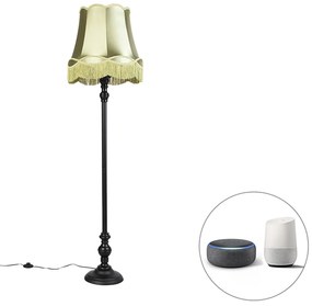 Lampă de podea inteligentă neagră cu abajur verde Granny incl. Wifi A60 - Classico