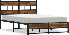 vidaXL Cadru pat metalic fără saltea, stejar fumuriu, 120x190 cm