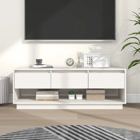 Comoda TV, alb, 110,5x34x40 cm, lemn masiv de pin 1, Alb