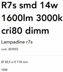 Bec LED dimabil, R7s SMD 14W 1600lm 3000K cri80 dimm