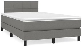 vidaXL Pat box spring cu saltea, gri închis, 120x190 cm, textil