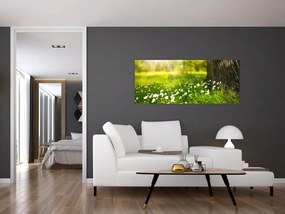 Tablou cu poiana și flori (120x50 cm)