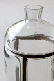 Vas decorativ din sticlă transparentă vintage, cu decor alamă antichizată, 38x18 cm, „Old French"