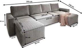 OFERTA Set mobilier coltar in forma de U SMART COSARO bej deschis 295x140 cm clasa a II-a