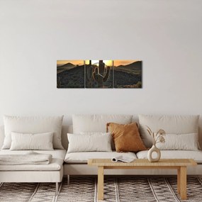 Tablou - cactușii la soare (cu ceas) (90x30 cm)