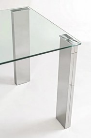 Masa dining pentru 6 persoane transparenta/crom din sticla temperata, 140 cm, New Arley Bizzotto