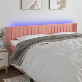 3123533 vidaXL Tăblie de pat cu LED, roz, 163x16x78/88 cm, catifea