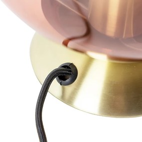 Lampă de masă Art Deco din alamă cu sticlă roz - Pallon