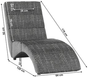 Fotoliu pentru relaxare, material textil gri, LONG