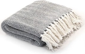 vidaXL Pătură decorativă model spic, bumbac, 220 x 250 cm, bleumarin