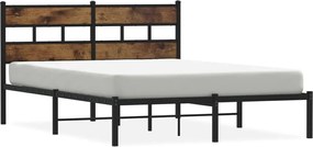 vidaXL Cadru pat metalic fără saltea, stejar fumuriu, 160x200 cm