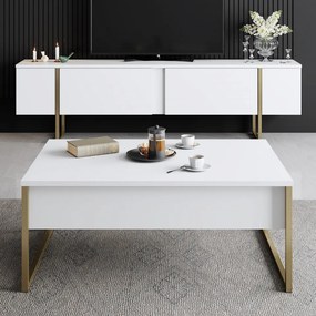 Comoda TV Luxe, Alb / Auriu