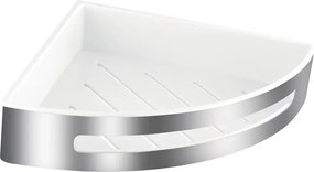 Etajera dus de colt mare Ferro Emotion alb - inox