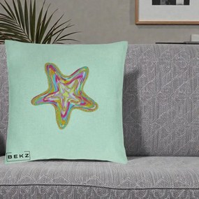 Perna Decorativa Stea de Mare Colorata Psiheledic, 40x40 cm, Verde Menta, Husa Detasabila, Perna Inclusa, BEKZ®