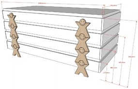 Set MODULO format din 3 Pat copii MODULO (90 x 200 cm) cu picioare Pat copii în formă de zâmbet.