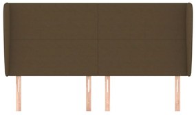 Tablie de pat cu aripioare maro inchis 163x23x118 128 cm textil 1, Maro inchis, 163 x 23 x 118 128 cm