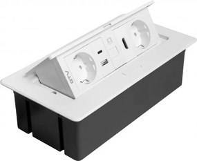 Priza incorporabila in blat Multi Soft GTV, 2 prize Schuko, USB A + C, HDMI, RJ45, alb, 240 x 120 mm Aluminiu Plastic, Alb, L:240 mm; l:120 mm; H:73