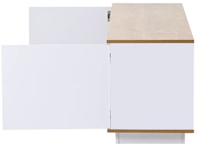 Mobilier TV modern cu LED-uri reglabile, Alb+Culoare naturală | Aosom Romania