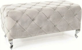Taburet HESTIA, stofa catifelata gri deschis - Bluvel 03, 100x50x46 cm